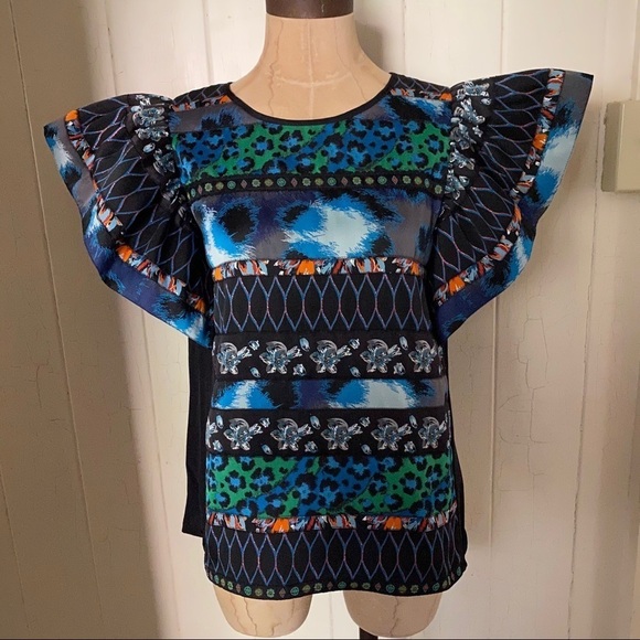 Kenzo x HM Tops - KENZO x HM sz 10 40 Ruffle Sleeve Blouse Jacquard